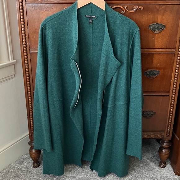 Eileen Fisher Boiled/Felted Wool Moto Asymmetrical Sweater/Jacket size 1X - Picture 11 of 12